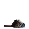 La Doublej Feather-trim Detail Slippers In Nero