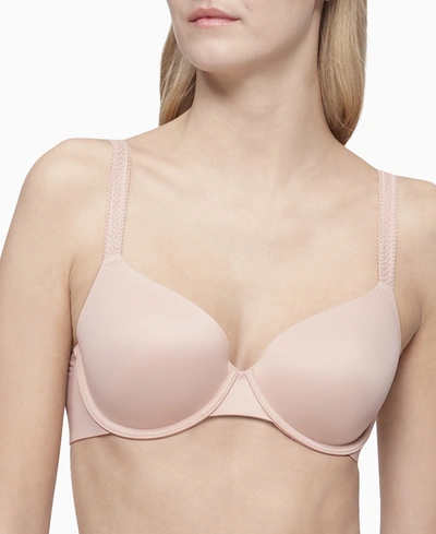Calvin Klein Women's Liquid Touch Lightly Lined Perfect Coverage Bra Qf4082 In Honey Almond (nude )