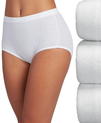Jockey Elance Breathe Brief 3 Pack Underwear 1542, Extended Sizes In White,white,white
