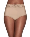 Vanity Fair Flattering Cotton Lace Stretch Brief Underwear 13396, Also Available In Extended Sizes In Rose Beige- Nude