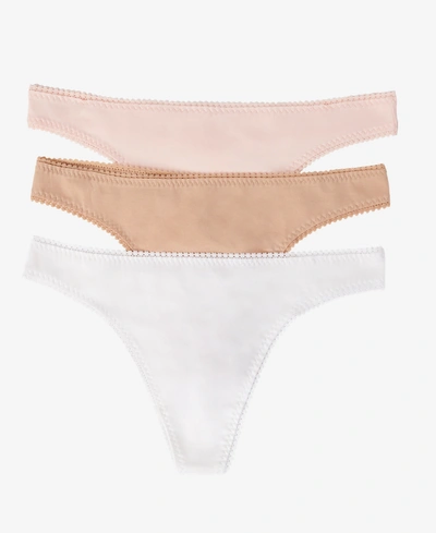 On Gossamer Women's Cotton Hip G Panty, Pack Of 3 1412p3 In Blush,white,champagne