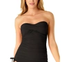 Anne Cole Plus Size Twist-front Strapless Tankini Women's Swimsuit In Black