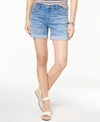 Tommy Hilfiger Womens Denim Cuffed Shorts In Blue