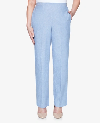 Alfred Dunner Plus Size Pull On Back Elastic Chambray Proportioned Medium Pant In Blue