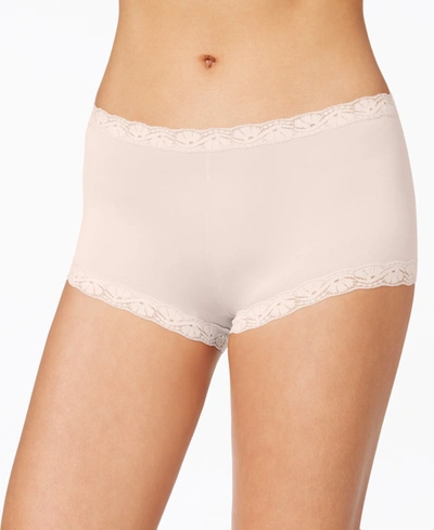 Maidenform Lace Trim Microfiber Boyshort Underwear 40760 In Sandshell (nude )
