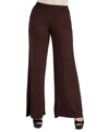 24seven Comfort Apparel Maternity Solid Color Palazzo Pants In Brown