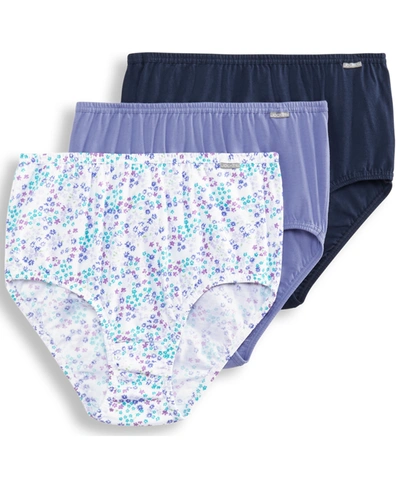 Jockey Plus Size Elance French Cut Brief 3-pack In Blue Orion/flower Garden Purple/thunder
