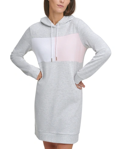 Tommy Hilfiger Plus Size Colorblocked Hoodie Dress In Grey