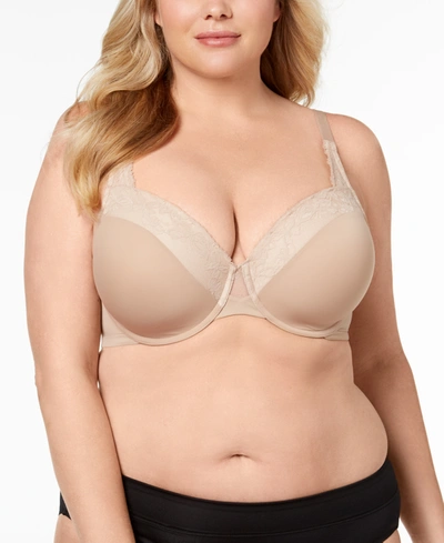 Olga Cloud 9 Uw Contour Lace-neckline Bra Gf7961a In Toasted Almond With Gardenia Lace (nude