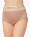Warner's Warners No Pinching No Problems Dig-free Comfort Waist With Lace Microfiber Brief Rs7401p In Toasted Almond (nude )