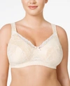 Playtex 18 Hour Post Surgery Perfect Lift Lace Wireless Bra E515, Online Only In Soft Taupe With Mother Of Pearl (nude )