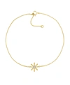 Macy's Diamond Accent Flower Anklet In 14k Gold-plated Sterling Silver , 9" + 1" Extender In K Gold-plated Sterling Silver