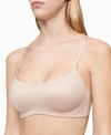 Calvin Klein Pure Ribbed Lightly Lined Bralette In Honey Almond (nude )