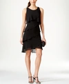 Sl Fashions Tiered Chiffon Dress In Black