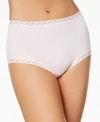 Natori Bliss Lace-trim High Rise Cotton Brief 755058 In Cafe (nude )