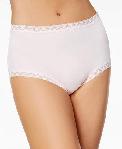 Natori Bliss Lace-trim High Rise Cotton Brief 755058 In White