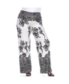 White Mark Women's Plus Size Floral Paisley Printed Palazzo Pants In White Multi