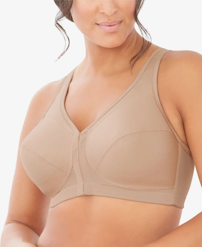 Glamorise Women's Full Figure Plus Size Magiclift Front Close Posture Back Support Bra 1265 In Cafe