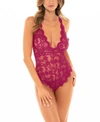 Oh La La Cheri Women's Floral Lace Lingerie Romper In Opnpink