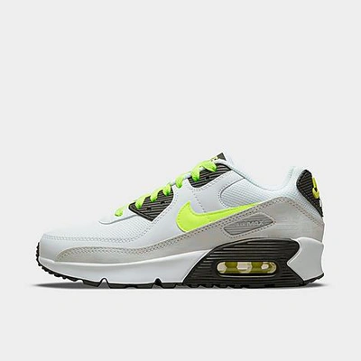 Nike Big Kids' Air Max 90 Casual Shoes In White/volt Black/pure Platinum