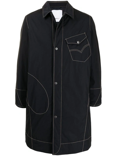 Ports V Logo-appliqué Denim Coat In Blue