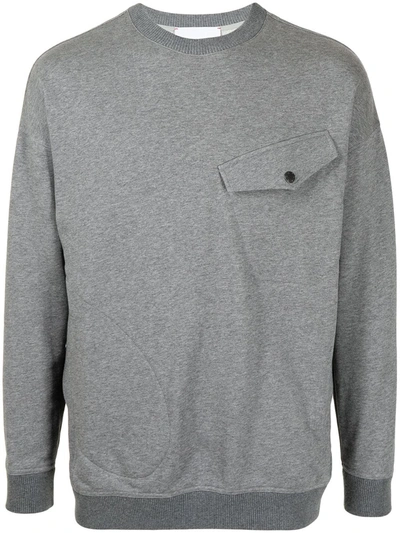 Ports V Chest Flap-pocket Jumper In Grey