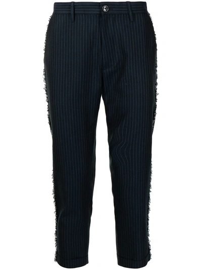 Ports V Frayed-edge Cropped Trousers In Blue