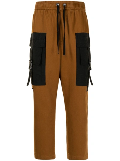 Ports V Contrasting Panel Cropped Trousers In Brown