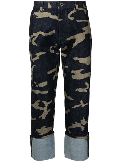 Ports V Camouflage-print Straight-leg Jeans In Blue