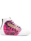 Versace Greca Medusa Smile High-top Sneakers In White Fuchsia