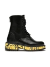 VERSACE BAROCCO-PRINT LEATHER BOOTS