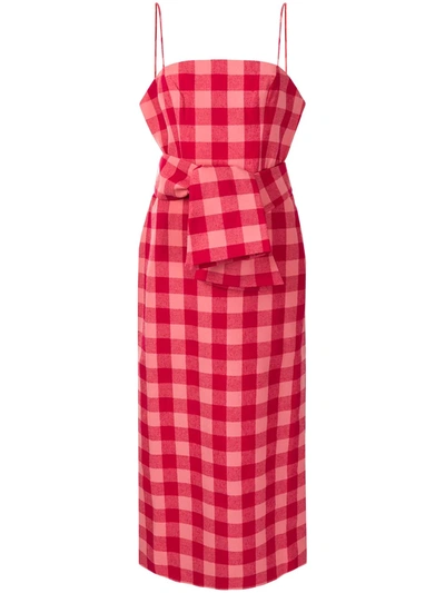 Acler Check-print Belted Pencil Dress In Pink
