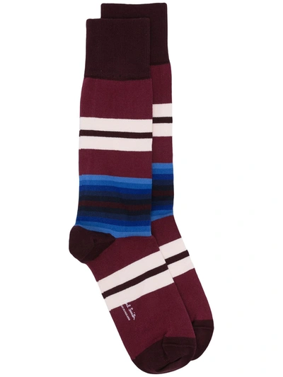 Paul Smith Striped-knit Socks In Red