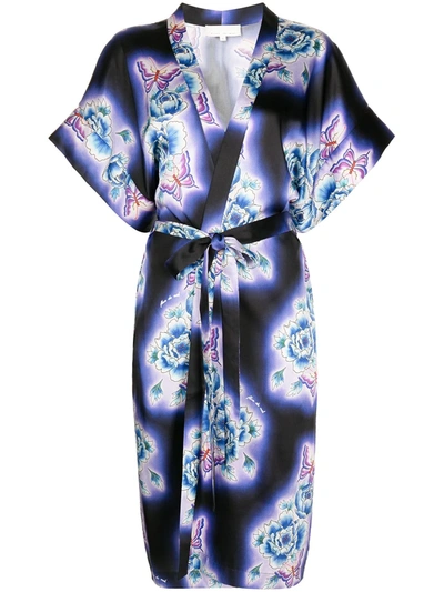 Fleur Du Mal Electric Butterfly Dressing Gown In Blue