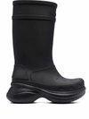 Balenciaga X Crocs Logo-embossed Rubber Knee-high Boots In Black