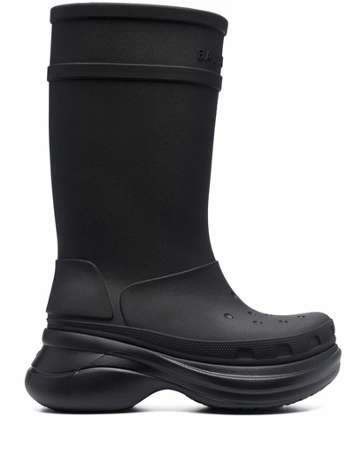 Balenciaga X Crocs Logo-embossed Rubber Knee-high Boots In 1000