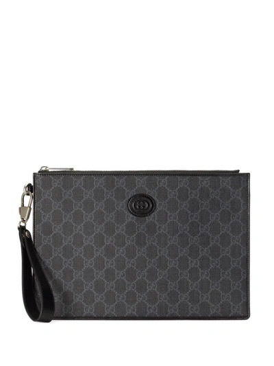 Gucci Gg-canvas Clutch Bag In Black