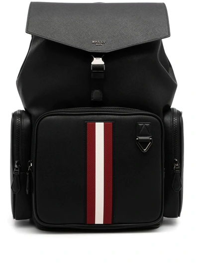 Bally Signature Stripe-detail Backpack In Black