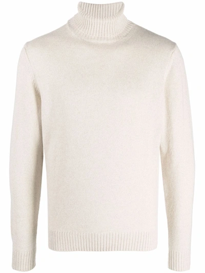 Dell'oglio Roll-neck Rib-trimmed Jumper In Nude