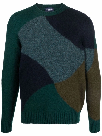 Drumohr Colour-block Knit Jumper In Green