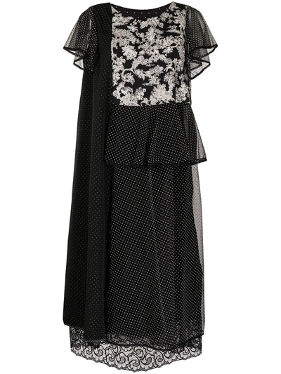 Antonio Marras Double-layered Polka-dot Shift Dress In Black