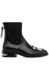 TOGA MIX-BADGE LEATHER ANKLE BOOTS