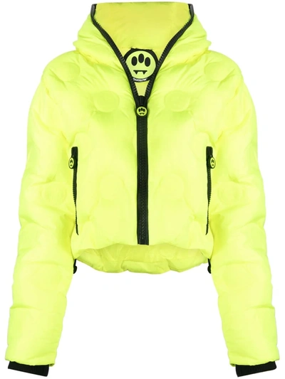 Barrow Cropped Nylon Jacket Neon Yellow Nylon Hooded Puffer Jacket