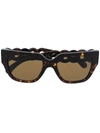 Versace Sculpted Square Sunglasses In Brown