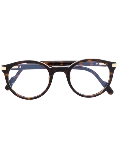 Cartier Round-frame Tortoiseshell-effect Glasses In Brown