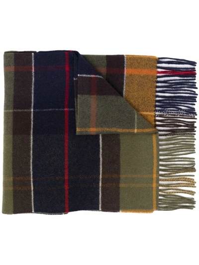 Barbour Plaid-check Print Scarf In Marrone