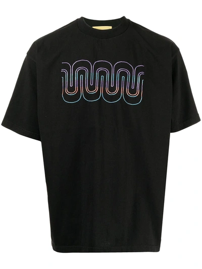 Seven By Seven Wave Print Crew-neck T-shirt In Black
