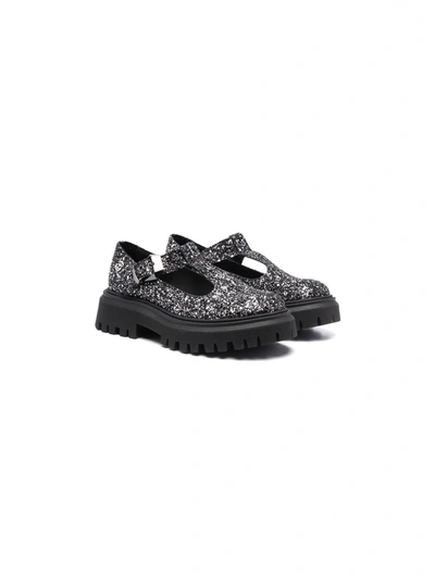 Florens Kids' Glitter-design Ballerina Shoes In Black