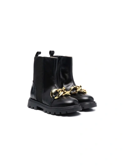 Florens Kids' Chain-link Detail Boots In Black