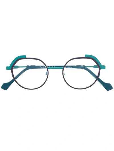 Face À Face Matte-effect Round-frame Glasses In Green